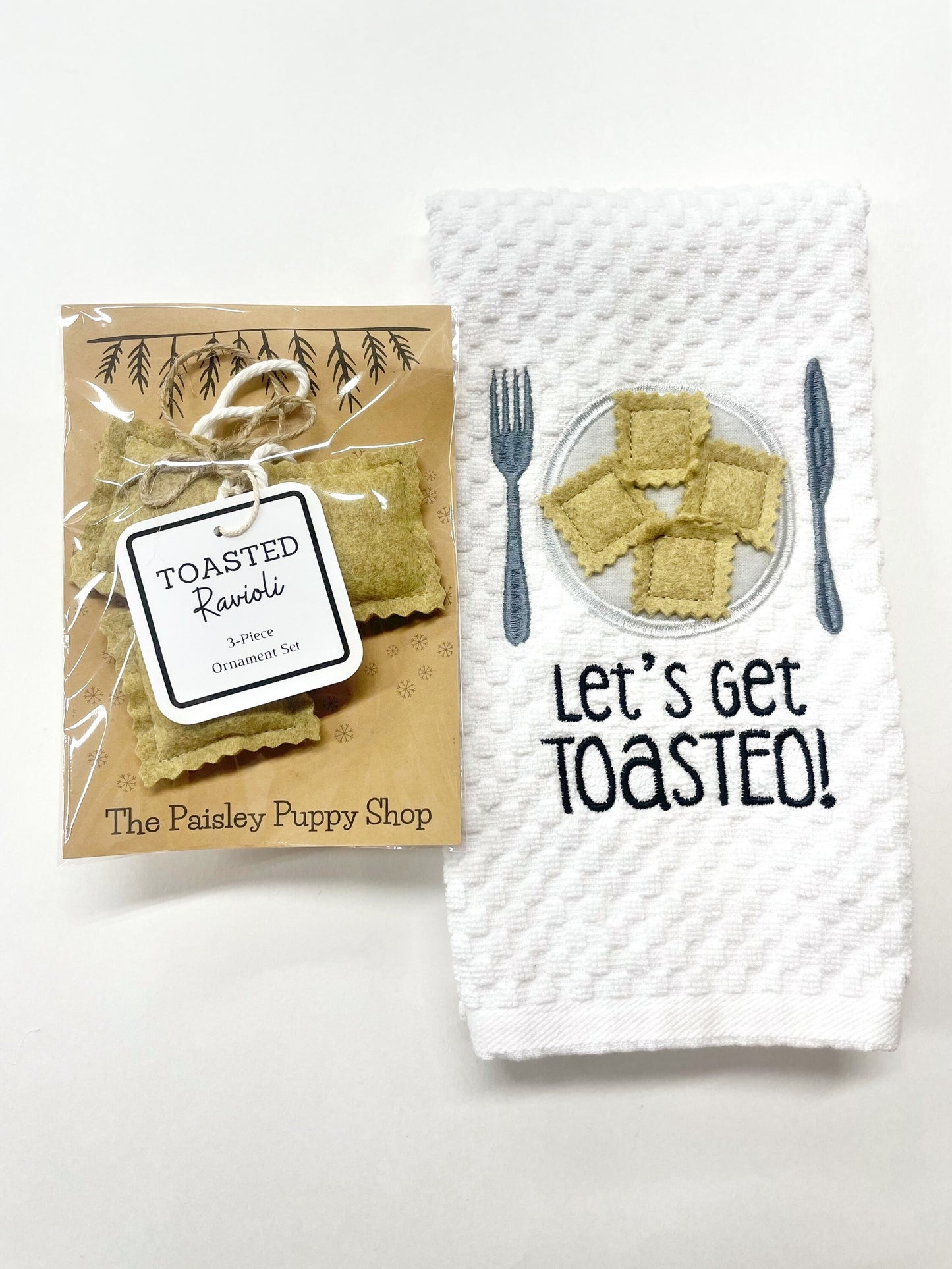 Toasted Ravioli Towel, Let's Get Toasted, Funny St. Louis Kitchen Towel/St Louis Gift