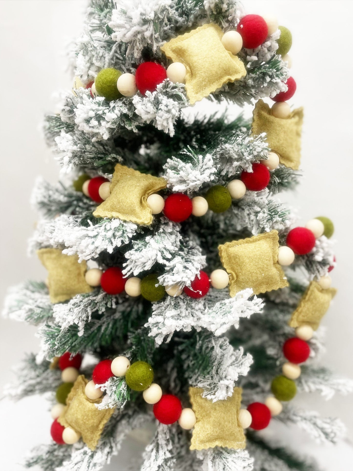 Toasted Ravioli Garland, Felt Christmas Garland Red/White/Green, St. Louis Christmas Garland