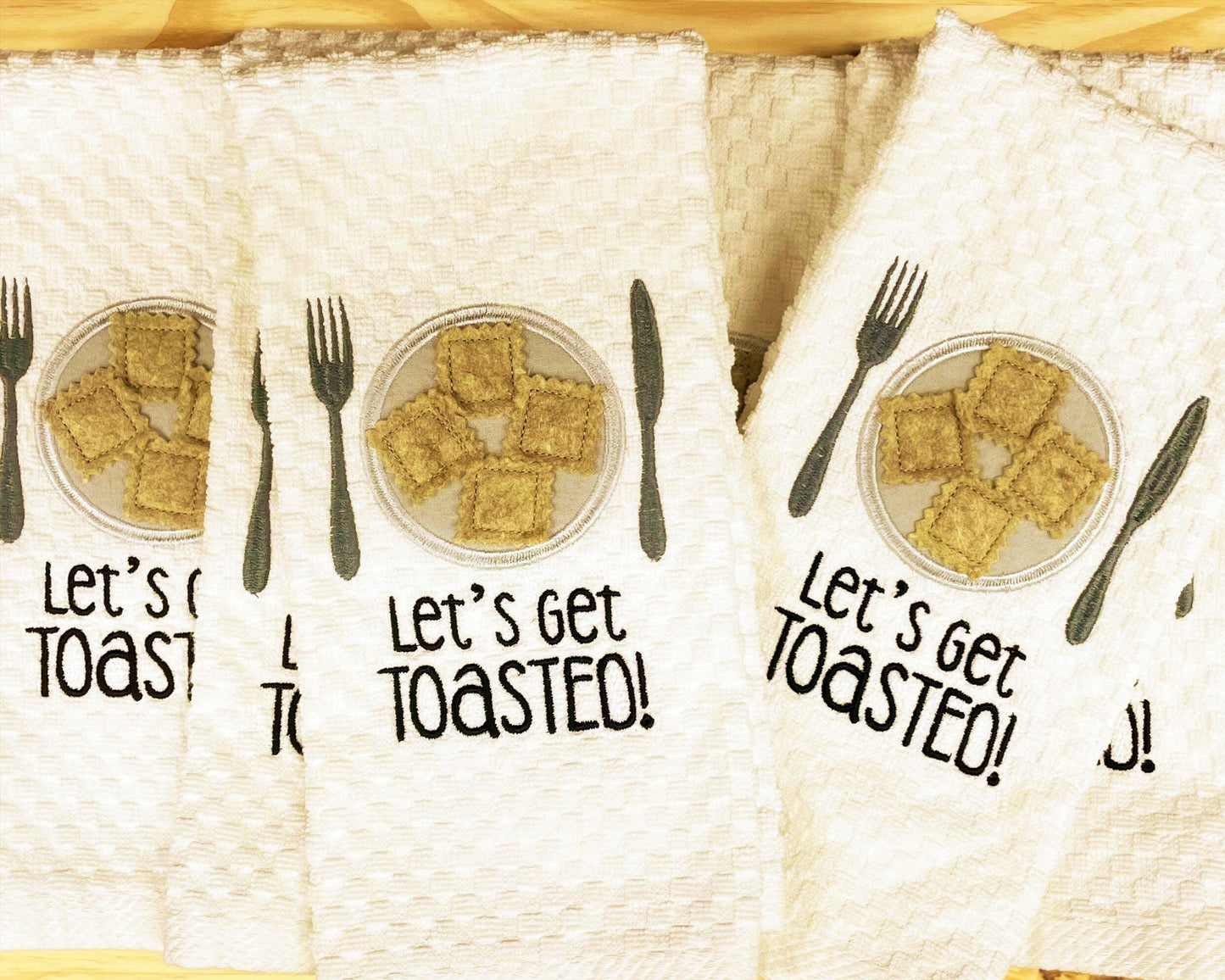 Toasted Ravioli Towel, Let's Get Toasted, Funny St. Louis Kitchen Towel/St Louis Gift