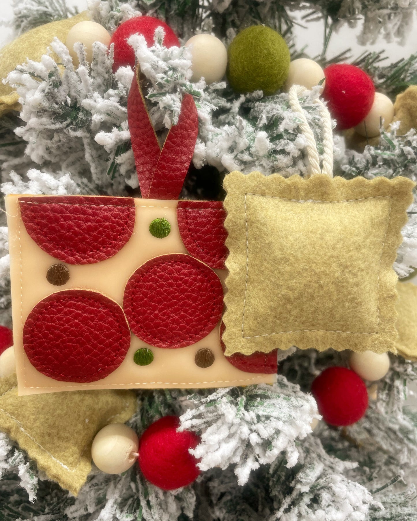 Pizza Christmas Ornament St. Louis-Style Thin Crust Pizza Ornament With Optional Toasted Ravioli/STL Funny Food/Provel Gift In Pizza Box