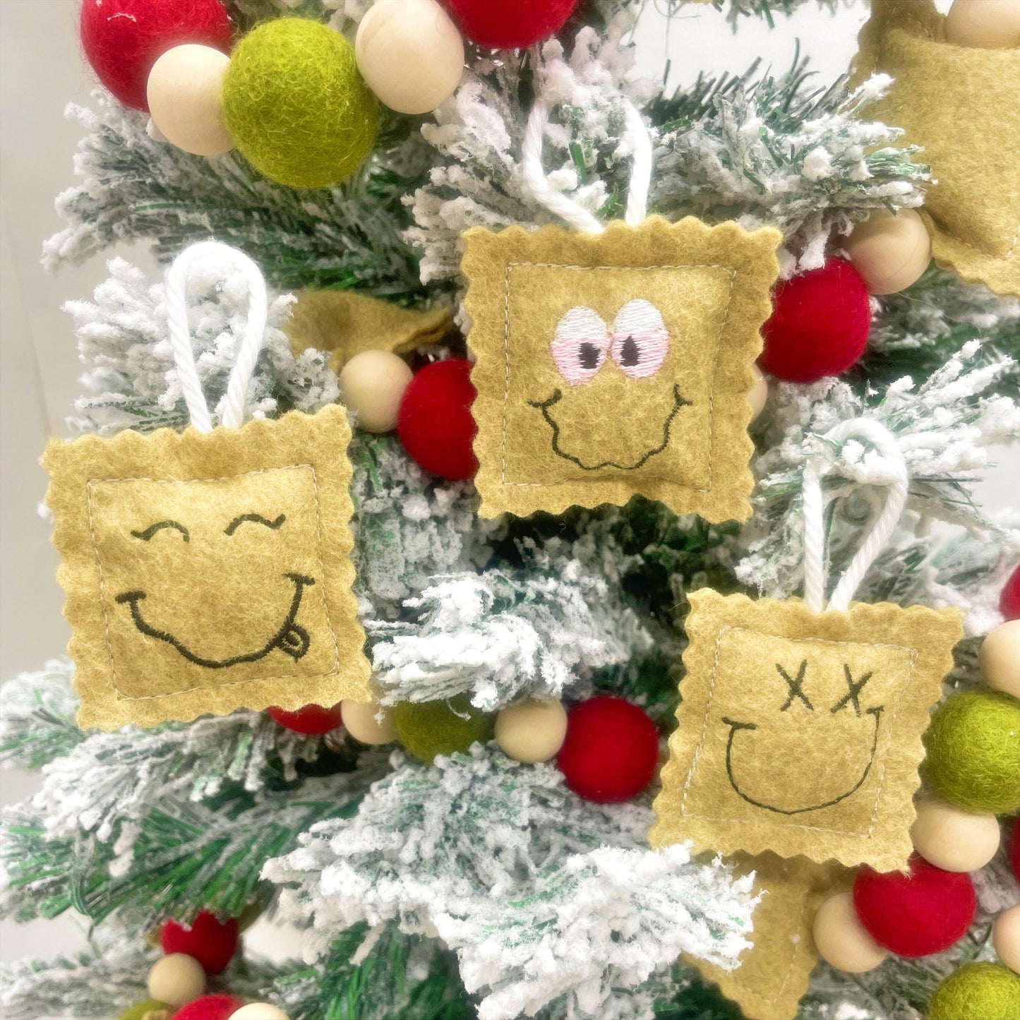 Toasted Ravioli With Silly Faces Christmas Ornament Gift Set, 3 Piece Sets, Authentic-Sized, St. Louis Original!