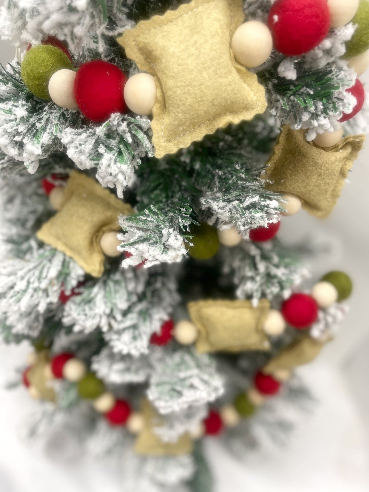 Toasted Ravioli Garland, Felt Christmas Garland Red/White/Green, St. Louis Christmas Garland