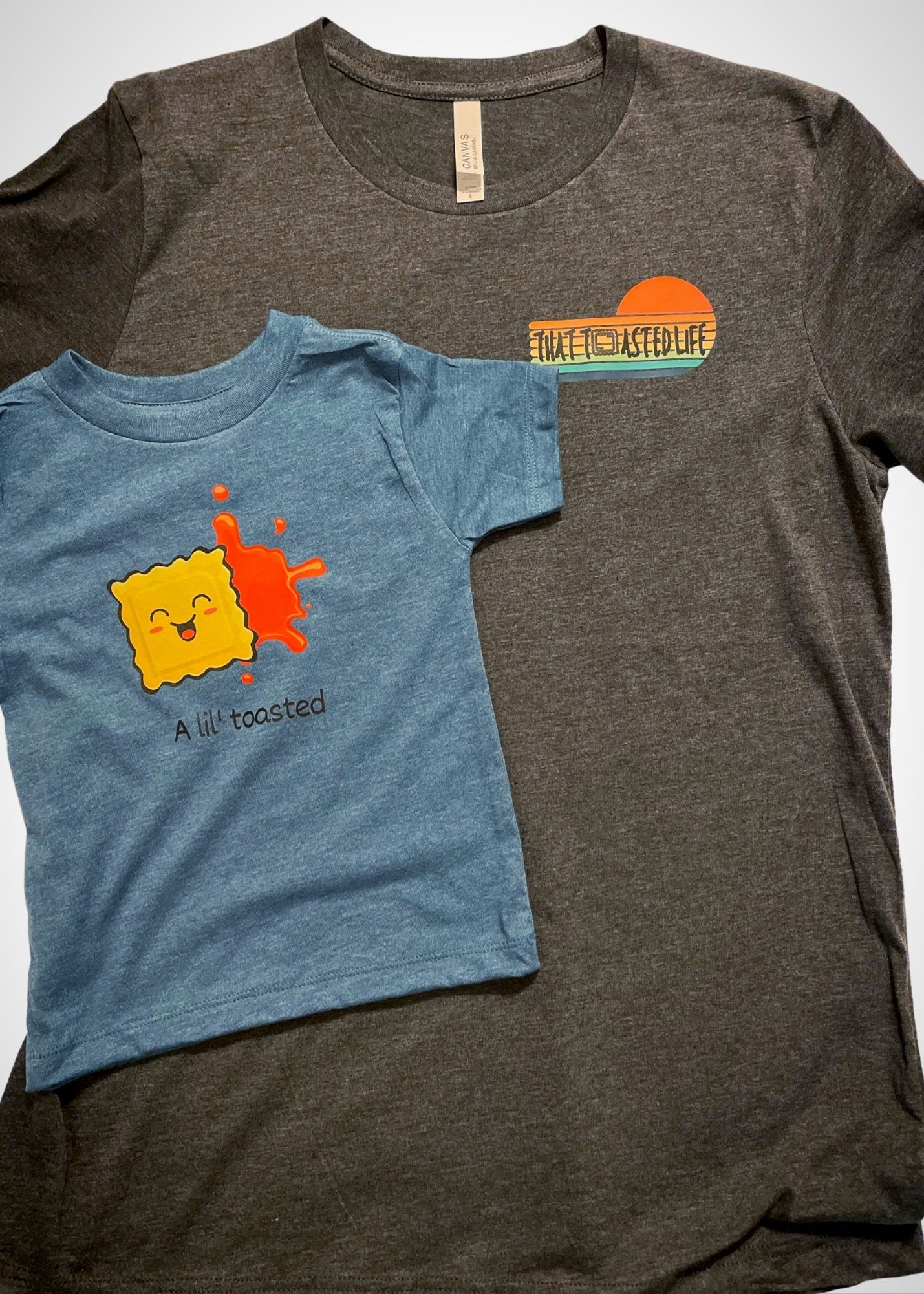 A Lil Toasted Toddler and Kid Tee Shirt/Toasted Ravioli Shirt TEAL