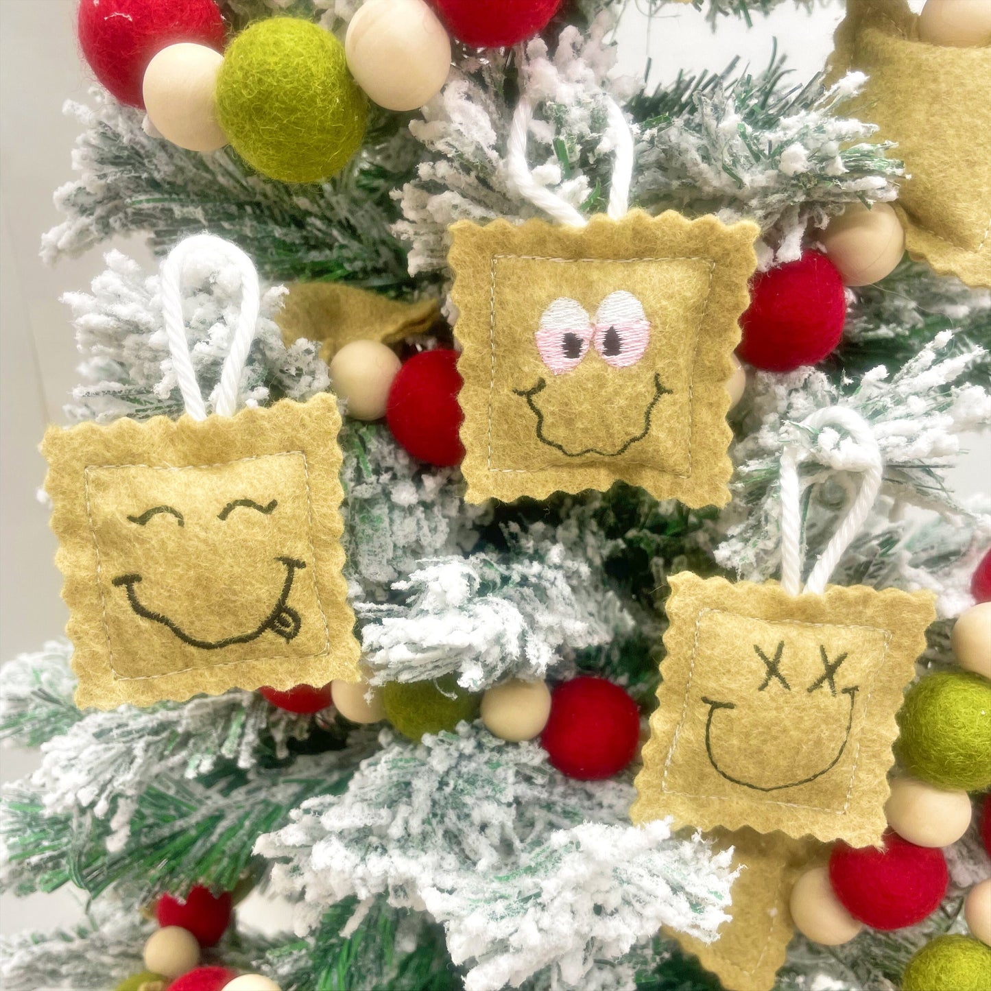 Toasted Ravioli With Silly Faces Christmas Ornament Gift Set, 3 Piece Sets, Authentic-Sized, St. Louis Original!