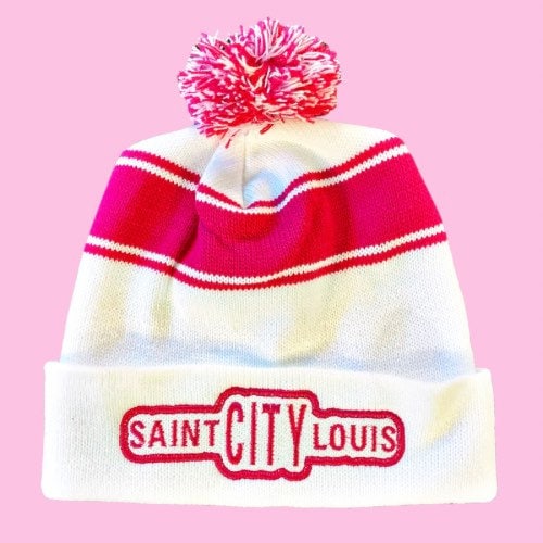 St. Louis City Women’s Pom Hat Beanie Pink Striped