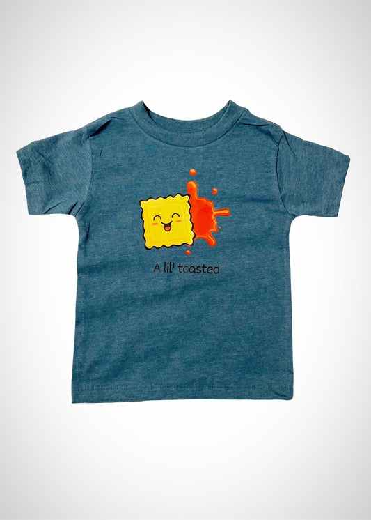 A Lil Toasted Toddler and Kid Tee Shirt/Toasted Ravioli Shirt TEAL