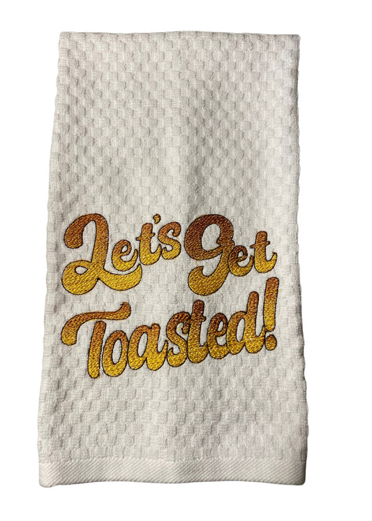 Funny St. Louis Kitchen Towel/St Louis Gift Retro "Let's Get Toasted"